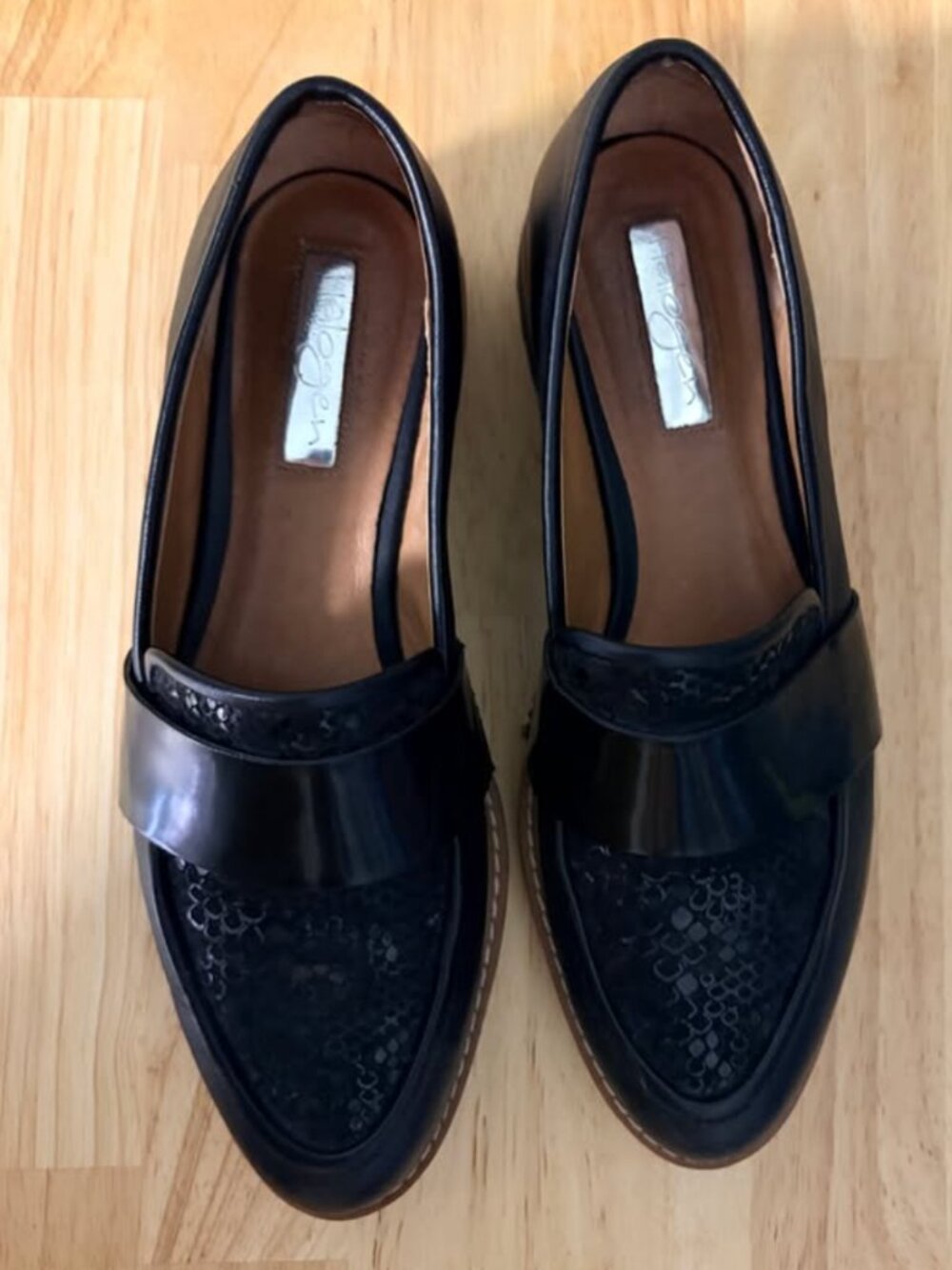 Halogen Black Leather Loafers